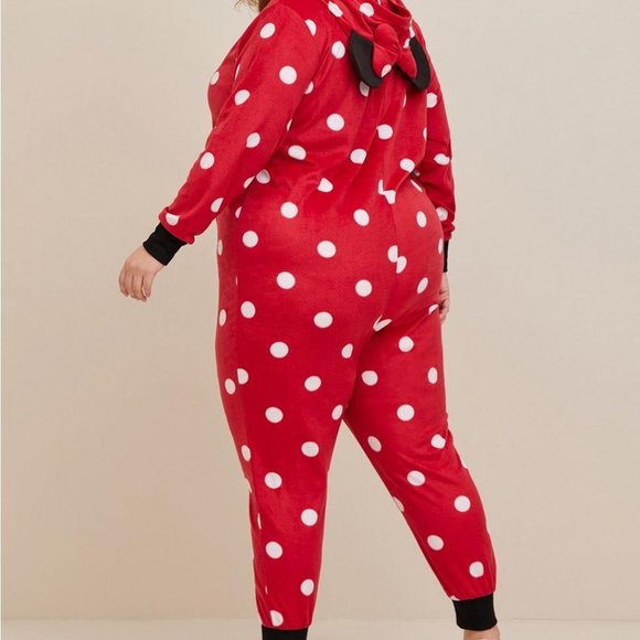 ❤️NWT VINTAGE TORRID PAJAMA MINNIE MOUSE EARS ONESIE ZIP FRONT HALLOWEEN COSPLAY - Picture 3 of 9